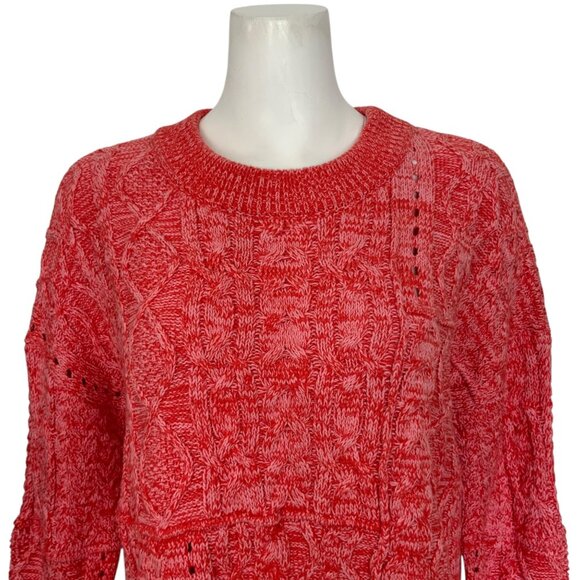 Anthropologie Pilcro Jasmine Cable Knit Tunic Sweater XS Raspberry Marled NWT - Picture 7 of 12